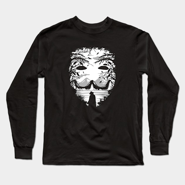 Guy Fawkes Mask Collage Long Sleeve T-Shirt by Rebus28